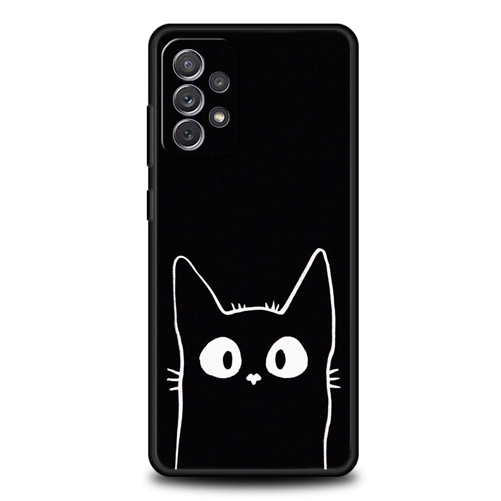 Custodia per Telefono per Samsung Galaxy A15 A13 A51 A71 A41 A31 A21S A03S A05 A35 A55 A23 A25 A33 A53 A73 5G Cover Gatto Nero Cartone Animato Carino