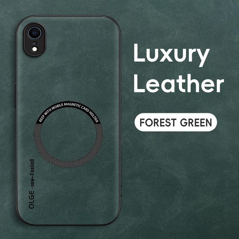 

Магнитный Ретро Кожаный Мягкий Чехол для iPhone X XS Max XR iPhoneXR Беспроводная Зарядка Чехол-Накладка для Телефона For iPhone XR зелёный
