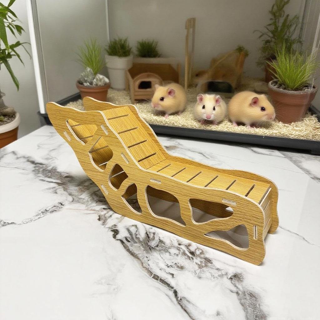 Wooden Two-Story Hamster Hideaway Tunnel & Digging Platform