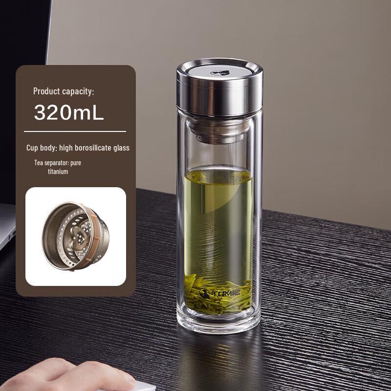 TOMIC Double-Layer Glass Tea Infuser Bottle