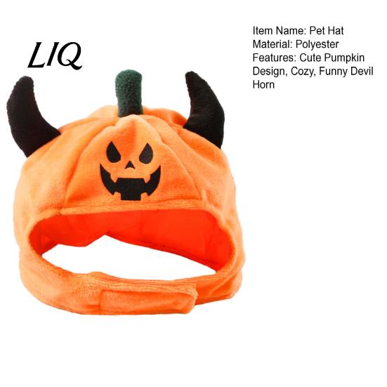 Holiday Theme Accessories for Dogs And Cats Pet Halloween Pumpkin Hat, Funny Devil Horn Cat Plush Cozy Cosplay Apparel Photo Shoots Hat Small