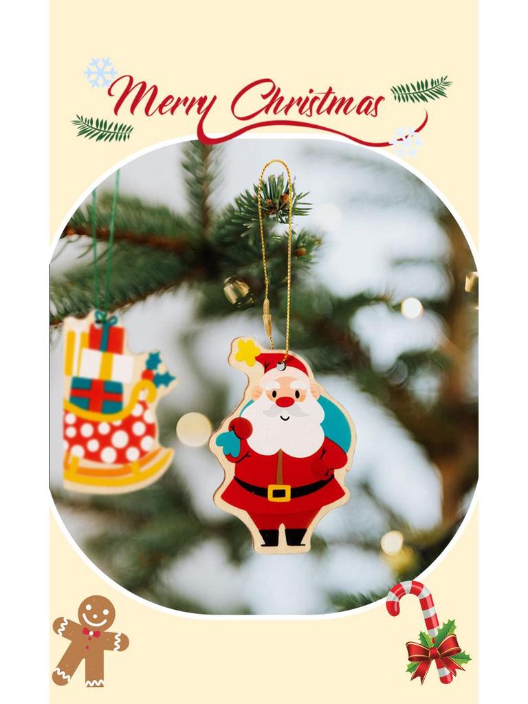 Original Christmas Gift Pendant: Santa Claus & Gingerbread Man Tree Ornaments with Gift Box