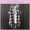 Vintage Plaid Shirt For Women With Cotton Linen Fabric Retro Long Sleeve Casual Style