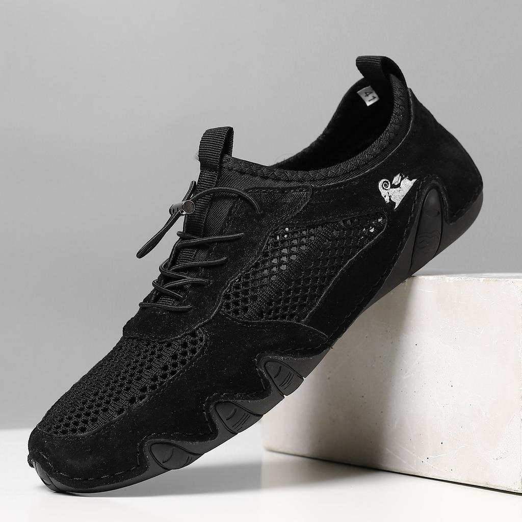 Hot-selling summer men's casual sports shoes large size sewn leather mesh shoes octopus men's shoes
