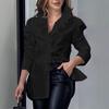 Abstract Print Puff Sleeve Ruffle Collar Women's Shirt