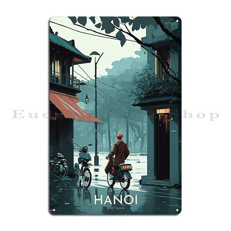 

Hanoi Vietnam Retro Travel Poster Metal Plaque Poster Living Room Classic Kitchen Club Customize Tin Sign Poster 20x30cm