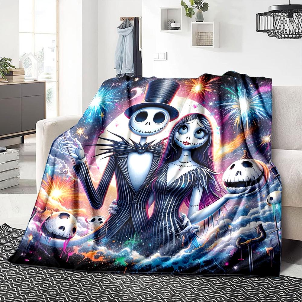 1Pc Christmas Nightmare Before Christmas Blanket Soft Throw Blanket For Home Bedroom Bed Sofa Travel Office Solid Christmas Blanket