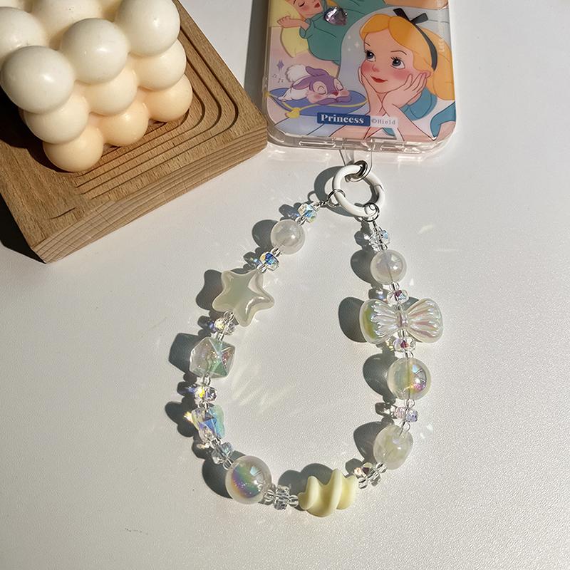 

Светящаяся цепочка для мобильного телефона с бантом в виде звезды и сердца, короткий браслет, ремешок для телефона, кавайный кулон для телефона, аксессуары для телефона