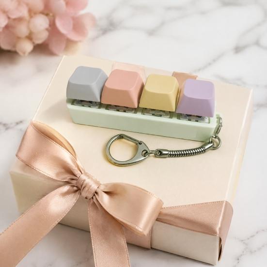 Anxiety Relief Finger Toy 3/4-Keys Keyboard Fidget Toy Stress Push Button Mini Keychain Clicker Keychain Pocket Size Mechanical Office Buster