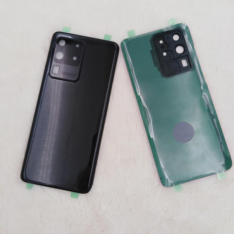 Back Battery Cover For Samsung Galaxy S20 Ultra S20U 5G SM-G988 Glass Rear Housing Replacement Parts With Camera Lens Frame