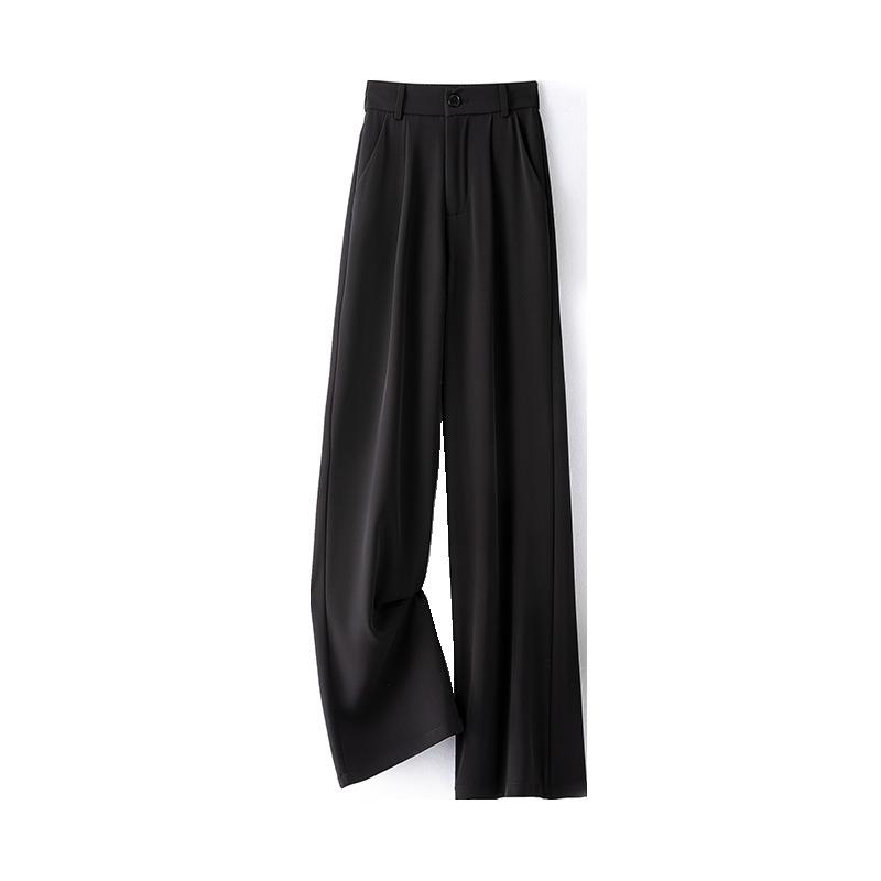 Drape Black Suit Pants Women's Spring and Autumn Senior Narrow Black Professional Small Straight High Waist Casual Wide-leg Pants