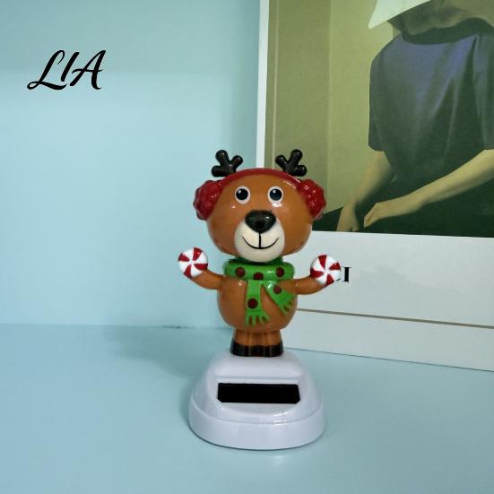 Holiday Car Interior Ornaments Solar Powered Dancing Ornament, Creative Dashboard Christmas Cartoon Figure for Auto Decoration, Cute Shaking