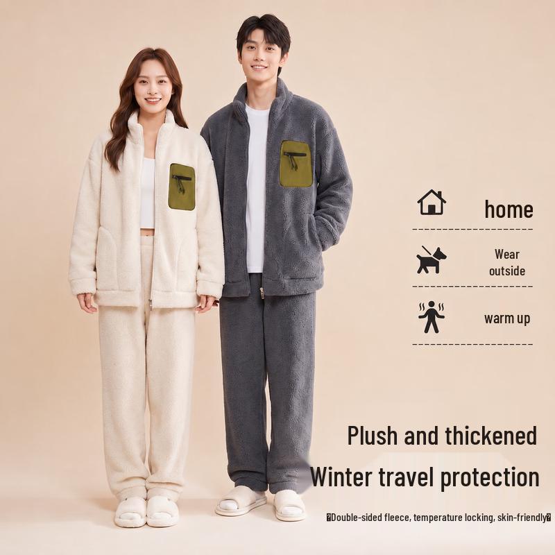 FentengCare Men's Thickened Fleece Pajama Set