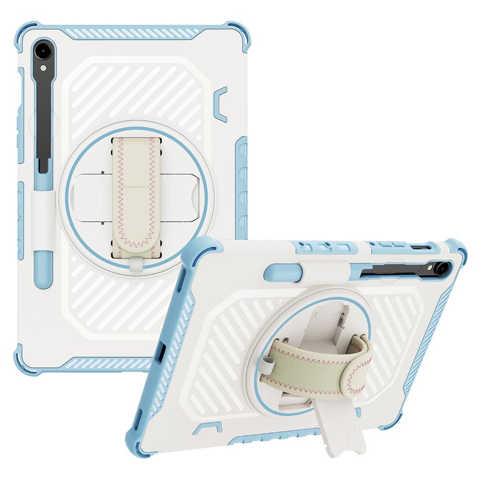 Kickstand Case for Samsung Galaxy Tab S9 FE/S9/S8/S7 PC+TPU Shockproof Tablet Cover with Hand Strap