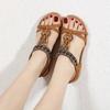Fashion Flowers Crystal Bohemian Sandals Women Plus Size Non-Slip Beach Sandalias Mujer Elastic Band Low Heel Retro Sandals Woman 43