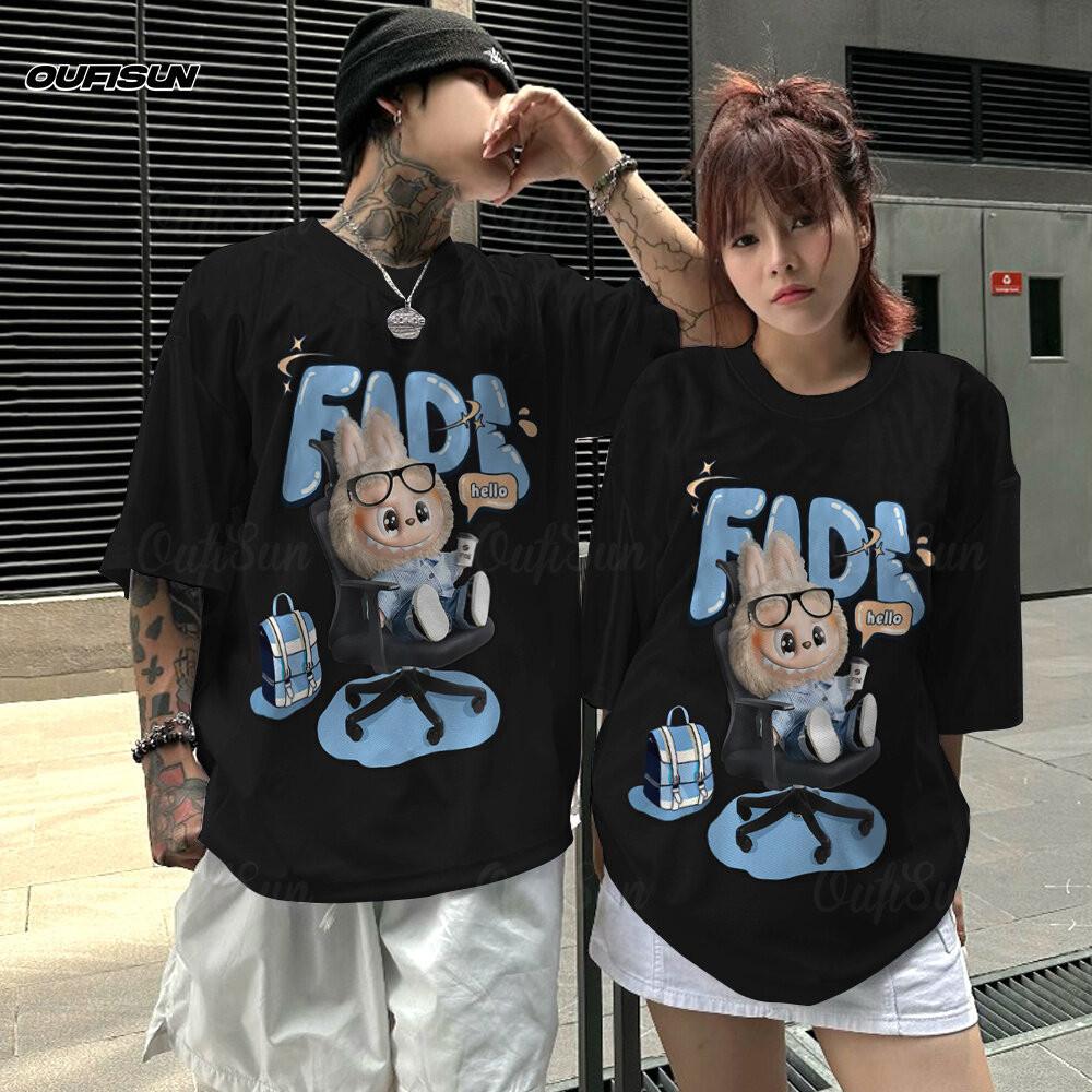 Labubu   Women's T-shirt Cartoon Labubu Jersey Oversized Tops Couple Korean Trendy Tops Tees