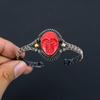 Red Praying Lady Carved Bone Face Handmade Latest Design Jewelry Bangle, 999 Copper Wire Wrapped Gemstone Bangle, Gift For Sister
