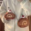 Cake Shape Swiss Roll Coin Purse Cute Cartoon Shoulder Bag Versatile Plush Crossbody Bag  Gift