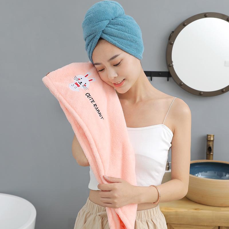 Magic Shower Hat Made of Microfiber, Double-layer Embroidery Towel, Bath Caps, A Hat for Dry Hair, A Quick -drying Soft Hat for A Lady, A Turban