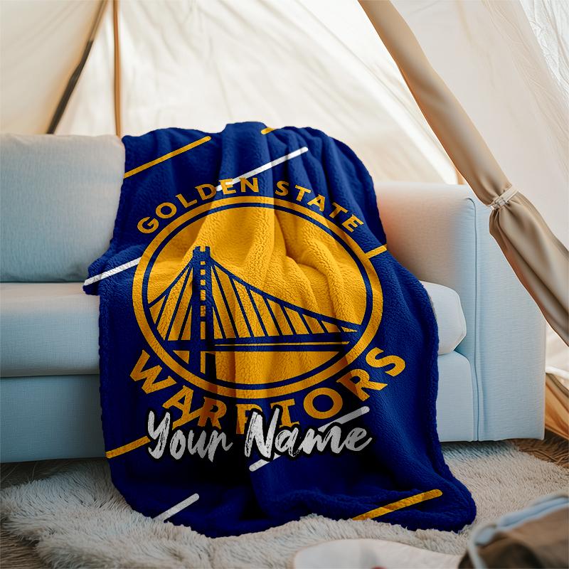 Custom Name Warriors Theme Printed Blanket - Perfect for Couch, Bed, Travel & Outdoor Use | Machine Washable, Cozy & Durable.