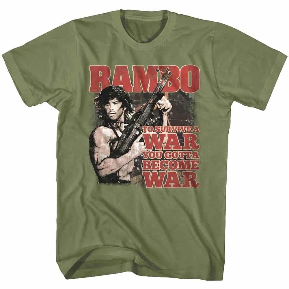 Rambo To Survive War Men s T Shirt 3XL
