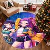 KPop Dämonenjäger Muster Runder Teppich, Innen-/Außenmatte, für Picknick, Spielzimmer, Schlafzimmer, Büro, Wohnzimmer, Heimdekor Teppich, Geburtstagsgeschenk