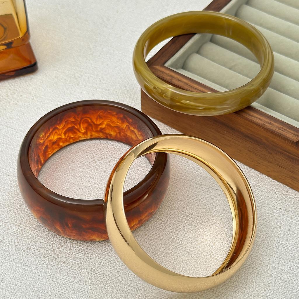 Ingemark 3 Styles Y2K Boho Resin Stack Chunky Bangles for Women New Punk Geometric Irregular Arm Bracelets Jewelry Accessories