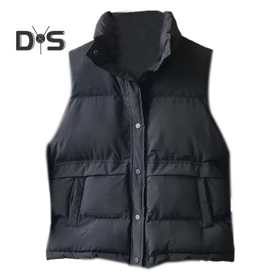 Vestă de iarnă pentru femei, cu guler în picioare, cu închidere cu butoane, fără mâneci, căptușită, groasă, scurtă, rezistentă la vânt, vestă caldă pentru doamnă