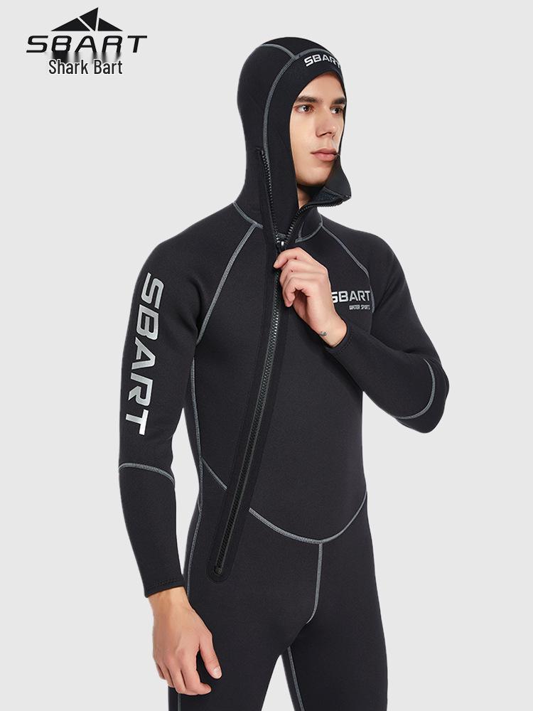 Men's 3MM Plus Velvet Warm Long Sleeve Diving & Fishing Wetsuit