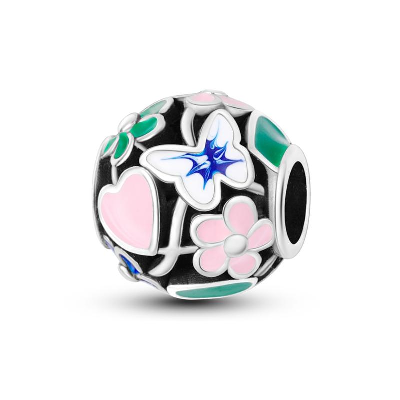 Flower Series Charm Beads Copper Sunflower Clover Tulip Fit Original Bracelet Diy Pendants For Woman Fashion Jewelry