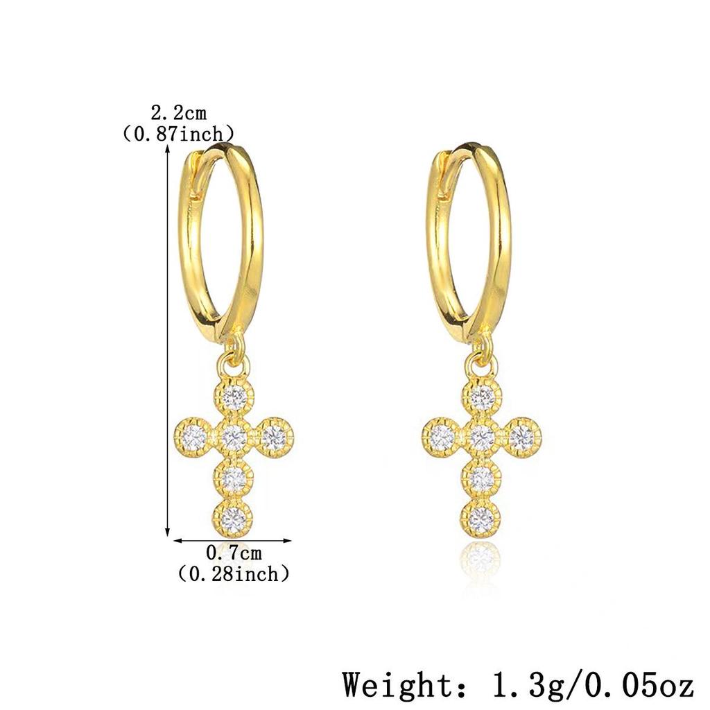 S925 Sterling Silver Zirconia Cross Earrings - Elegant, Simple, and Versatile European & American Design