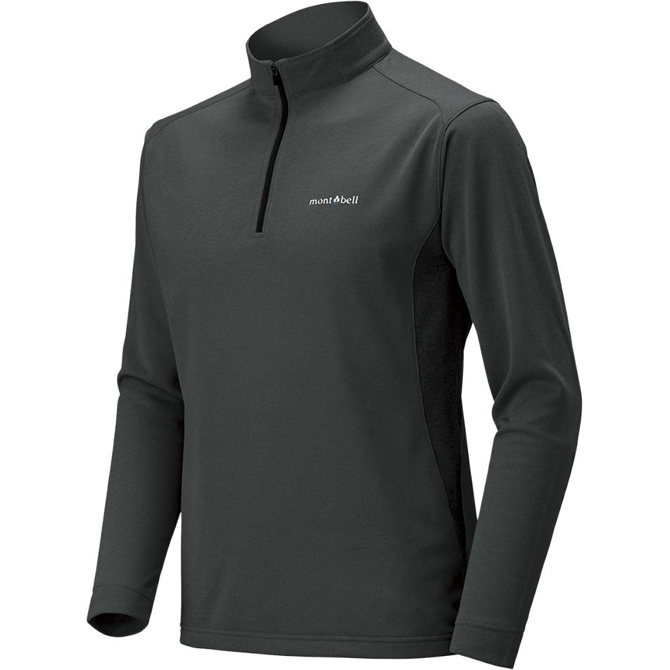 

Мужская футболка с длинным рукавом и полуворотником-стойкой с логотипом бренда MONTBELL M темно-серого