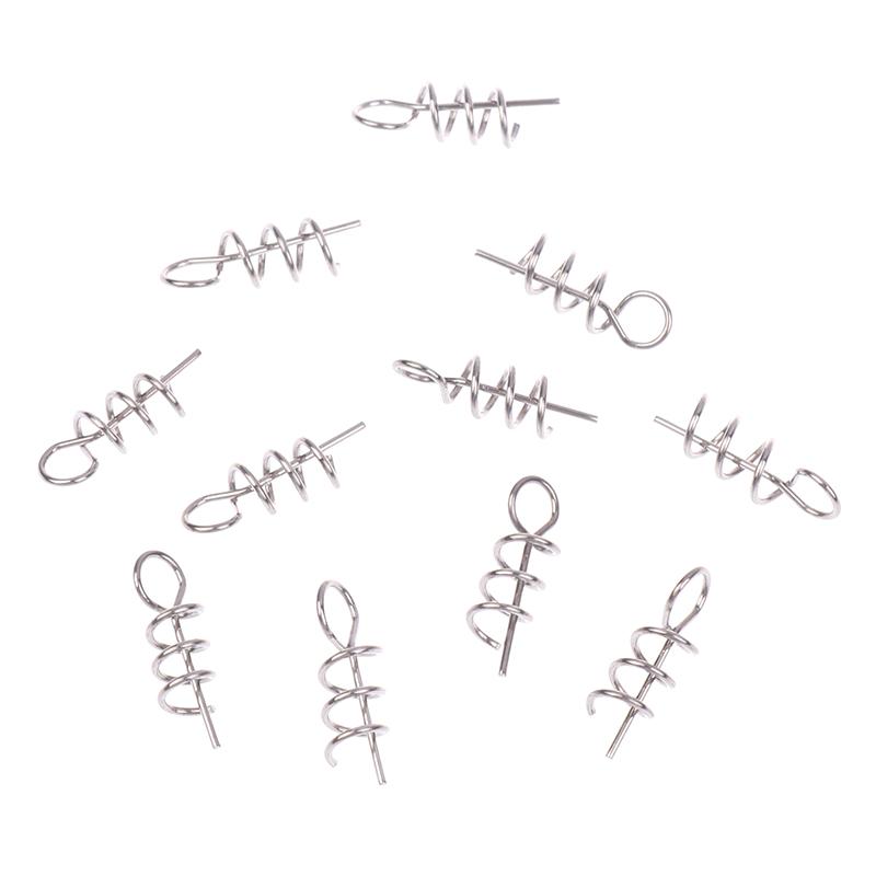 100Pcs Stainless Steel Spring Lock Pin Fishing Screw Crank Hook Spring Twist Lock Fishing Hook Connector For Soft Lure Tackle