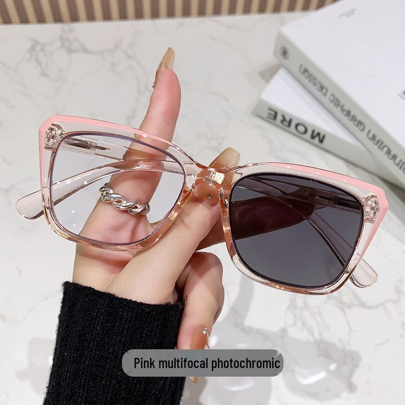 Women's Fashion Blue Light Blocking Photochromic Reading Glasses with Spring Hinges—Dual-Use for Near and Far Vision, Youthful Look