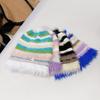 New Winter Dopamine Color Striped Wool Hat for Women Fashion Warm Face Showing Small Knitted Pile Hat