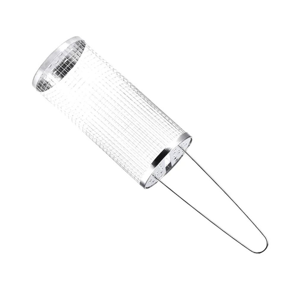 Portable Stainless Steel Grill Basket Barbecue Tool Round Rolling Grilling Basket Cookware BBQ Basket Barbecue