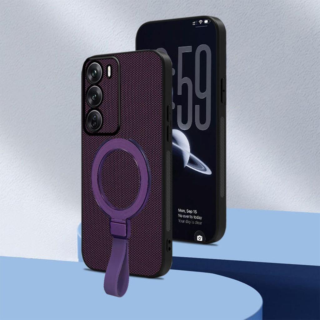 Premium PU Leather Magnetic Ring Stand Phone Case for OPPO Reno12 Pro 5G,Reno12 5G Business Style Protective Cover