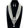 Elegant French Alloy and Glass Pearl Necklace & Earring Set for Weddings, Parties, and Birthdays