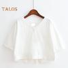 Zomer Crop T-shirt V-hals Korte Mouw Achterkant Hol Vetersluiting T-shirt Effen Kleur Losse Pasvorm Pullover Tops Streetwear