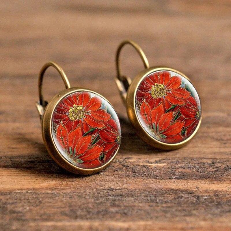 

Серьги из стеклянного сплава с цветочным куполом, модные женские подарочные украшения