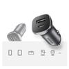 Ugreen Dual Port 30W Car Charger with USB-A/USB-C - PD PPS Certified - Metallic Gray (Model CD130)