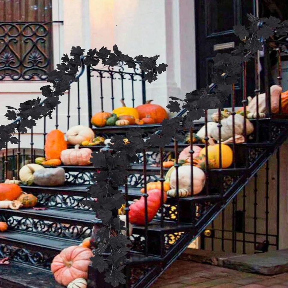 2M Halloween Künstliches Ahornblatt Herbst Landschaftsdeko Grüne Pflanzen Ahornblatt Simulation Wandbehang Weihnachtsranke