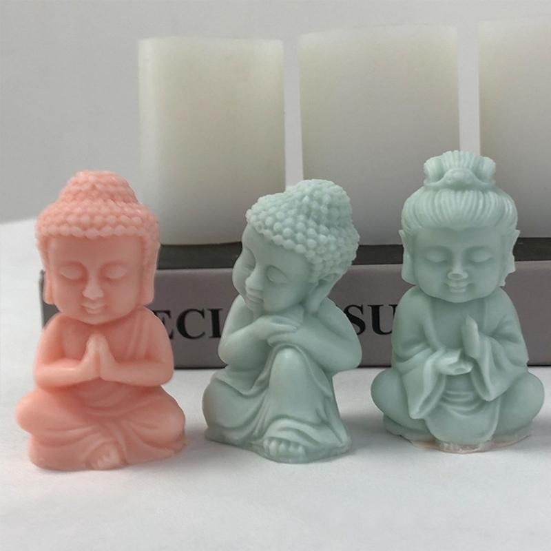 Buddhas Monk Shape Silicone Molds DIY Epoxy Resin Molds Table Ornament Mould Candle Plasters Making Tool Easy-to Clean