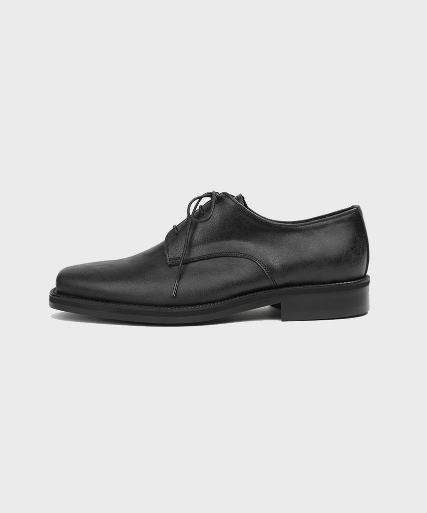 Firenze Atelier [Vibram] Merlin_Minimal Semi-Square Derby 8430 [Crack Black]
