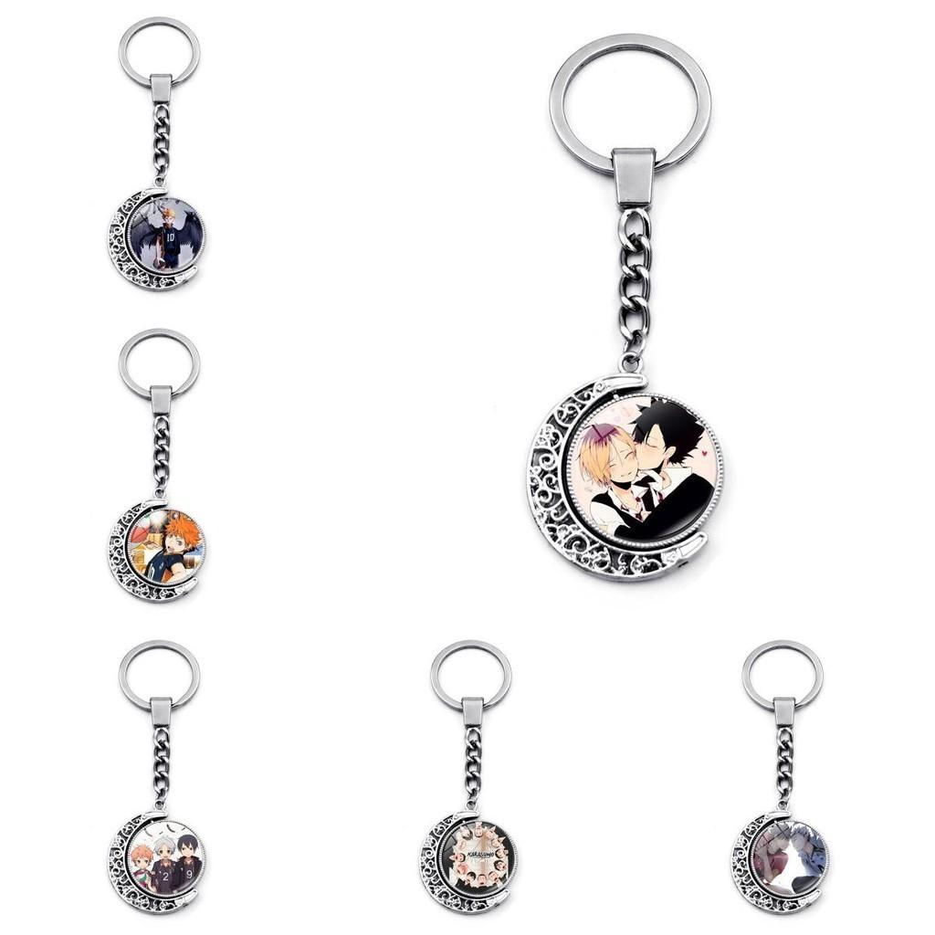 Anime Haikyuu Schlüsselanhänger Drehender Mond Anhänger Zinklegierung Metall Schlüsselzubehör für Rucksäcke