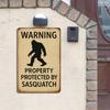 1pc Sasquatch Protection Warning 8x12 Inch Aluminum Sign - Mythical Theme Wall Decor for Home, Yard, and Outdoor Spaces