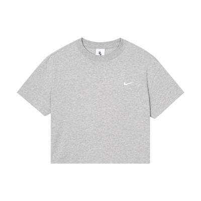 Lab Lässig Einfarbiges Logo Kurzarm Rundhals Top Damen Tops Grau DA0324-063