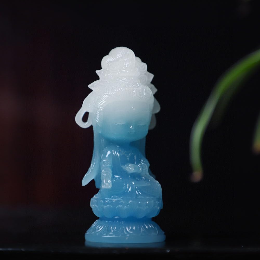 Cute Miniature Buddha Statue of Shokannon High X 4cm Jade Protection from Evil Good and Other Blessings (10.5cm Wide) [Synthetic Stone] Spirits,