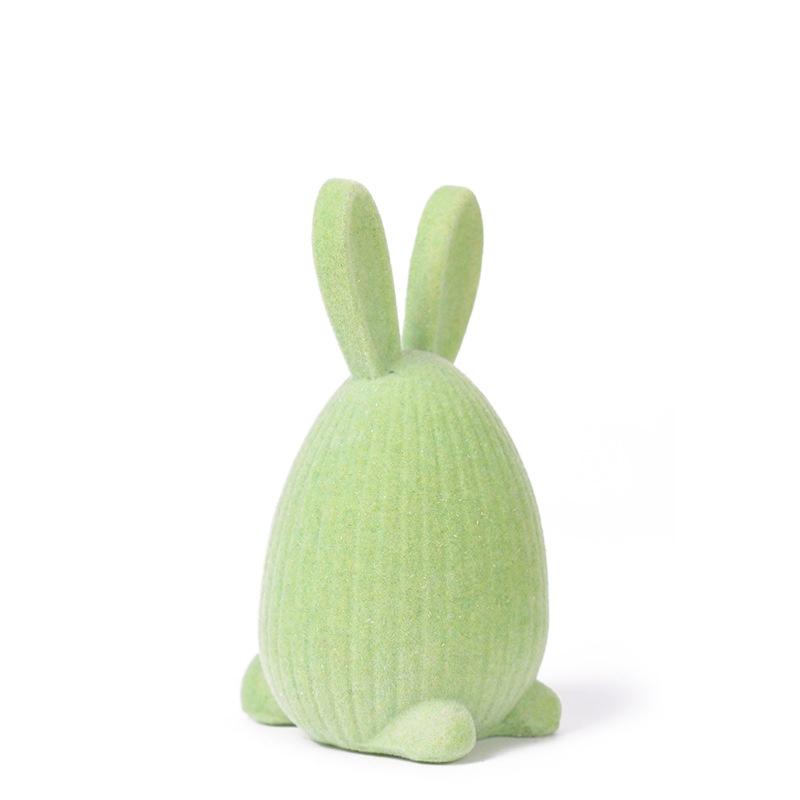 Colorful Flocking Easter Rabbit Resin Ornament Bunny 'Happy Easter Day 2026' Home Desktop Decoration Kids Birthday Gift