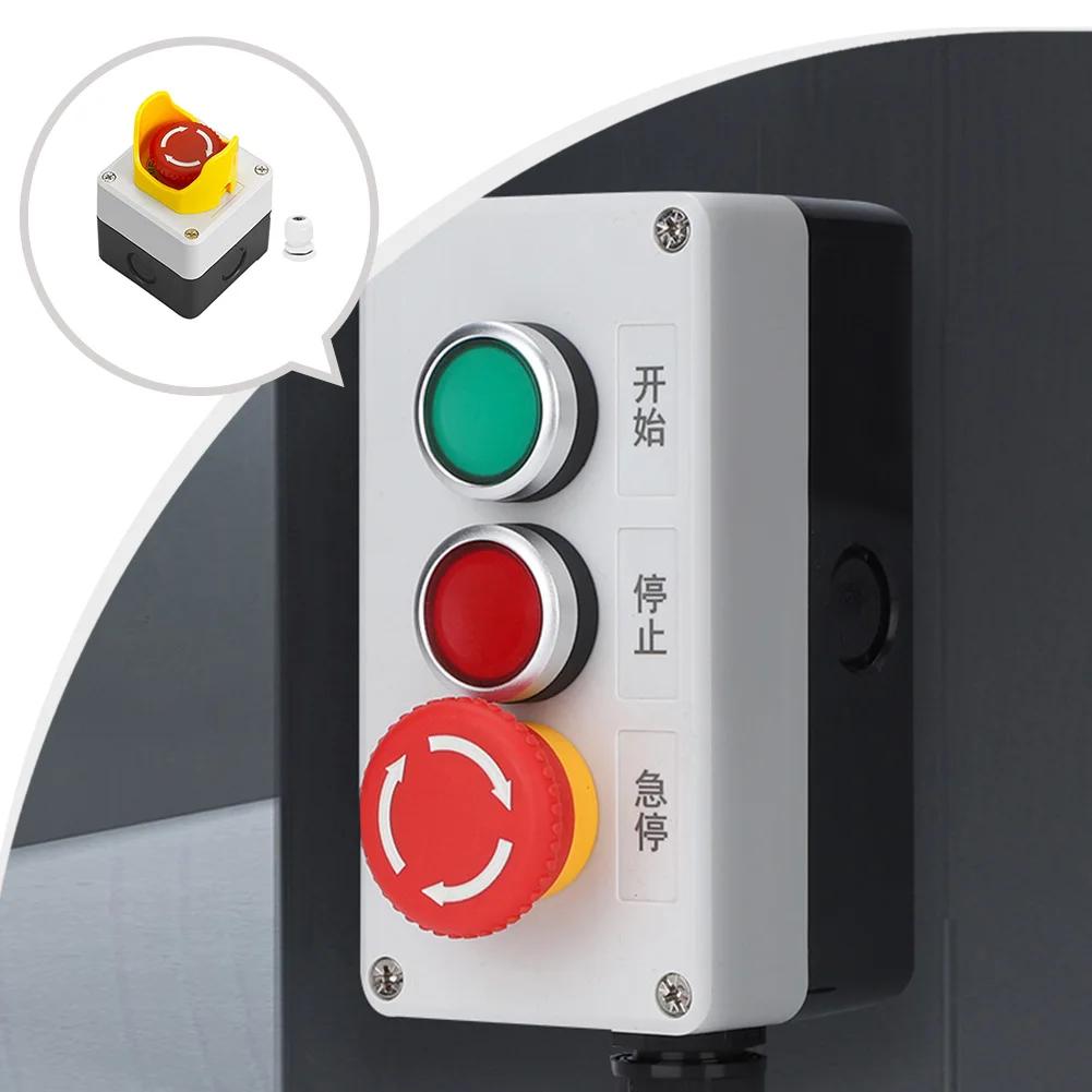 1pc Push Button Switch Self-reset/self-locking 440V 10A Control Box With Button 22mm Push Button Switch Power Tools Spare Parts